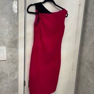 Escada One-Shoulder Dress in Pink and Black